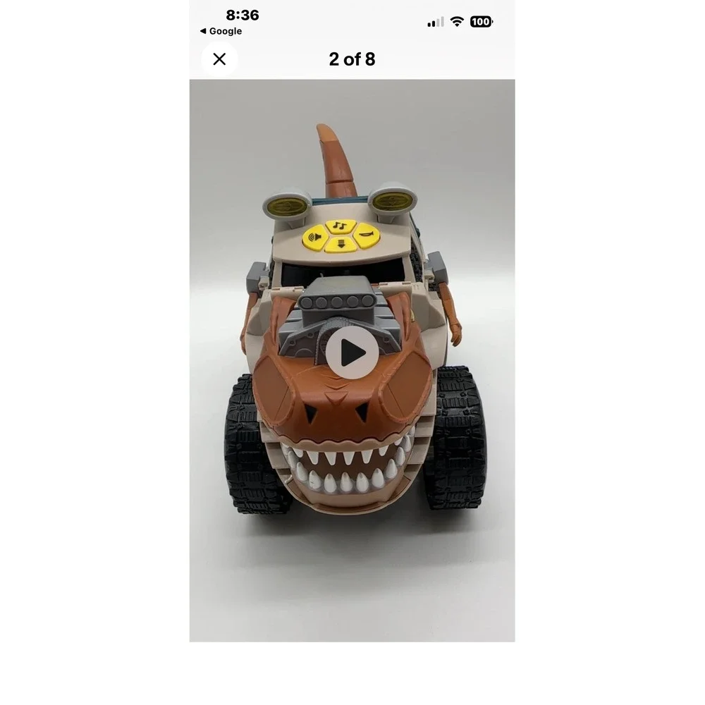 Dinosaur Area Keep Out T-Rex Monster Truck Toy with Sound and Music‎ Tan Blue